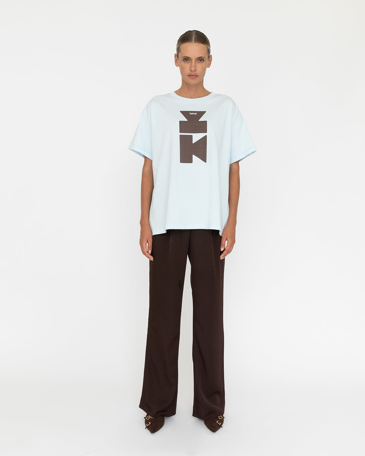 AVALON TEE - SKY BLUE & CHOCOLATE