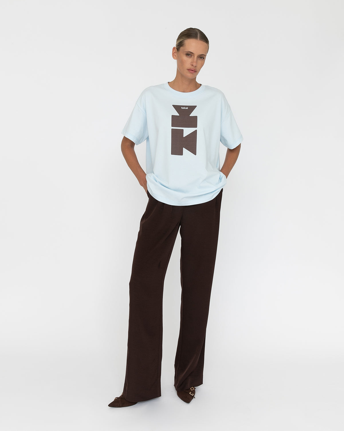 AVALON TEE - SKY BLUE & CHOCOLATE